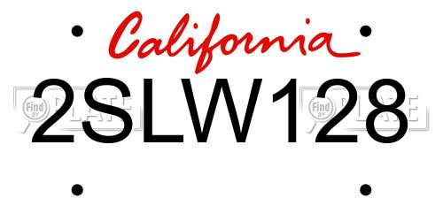 2SLW128 California License Plate