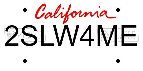 2SLW4ME California License Plate