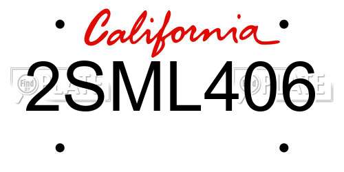 2SML406 California License Plate