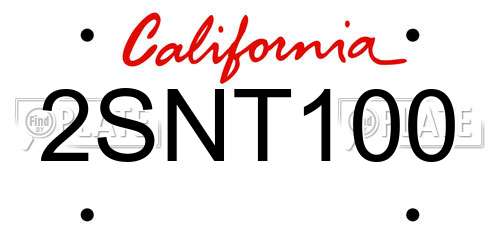 2SNT100 California License Plate
