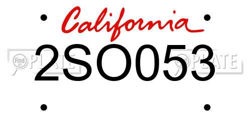 2SO053 California License Plate