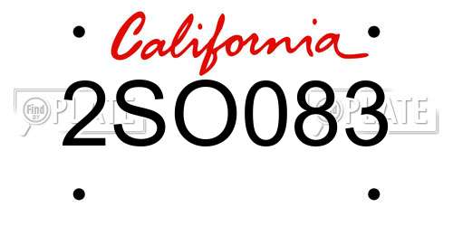 2SO083 California License Plate