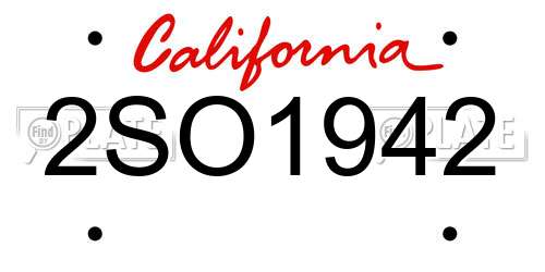 2SO1942 California License Plate