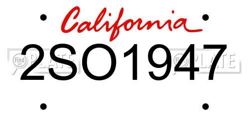2SO1947 California License Plate