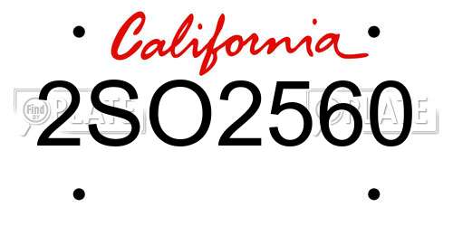 2SO2560 California License Plate