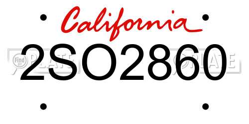 2SO2860 California License Plate