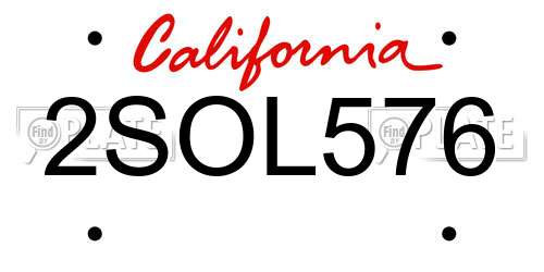 2SOL576 California License Plate