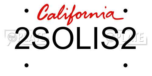 2SOLIS2 California License Plate