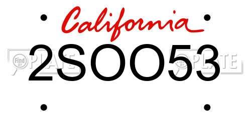 2SOO53 California License Plate