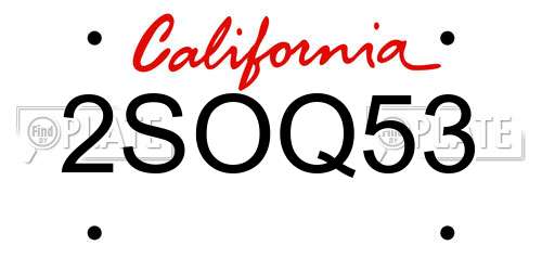 2SOQ53 California License Plate