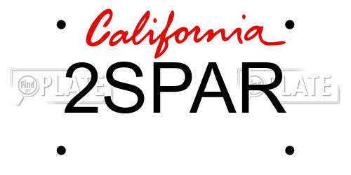 2SPAR California License Plate