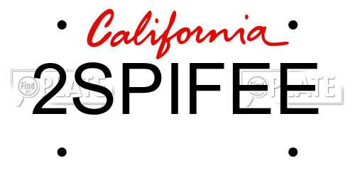 2SPIFEE California License Plate