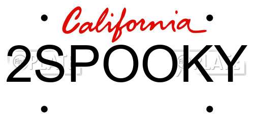 2SPOOKY California License Plate