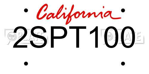 2SPT100 California License Plate