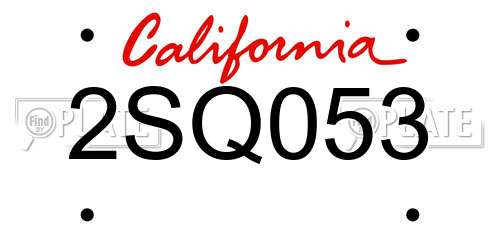 2SQ053 California License Plate