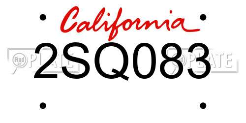 2SQ083 California License Plate
