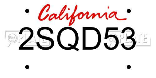 2SQD53 California License Plate