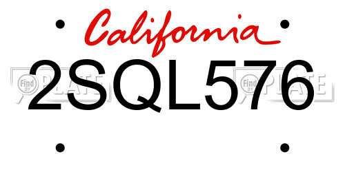 2SQL576 California License Plate