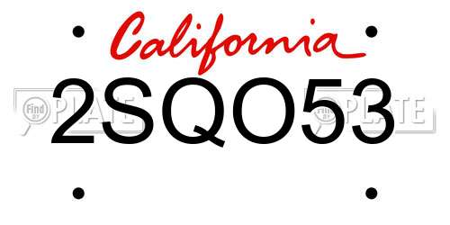 2SQO53 California License Plate