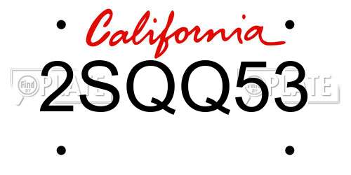 2SQQ53 California License Plate