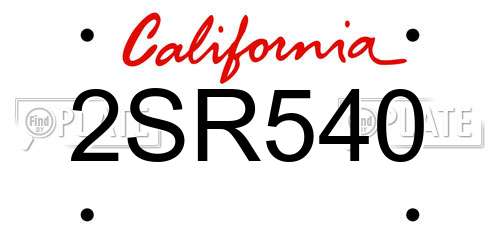 2SR540 California License Plate