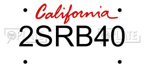 2SRB40 California License Plate