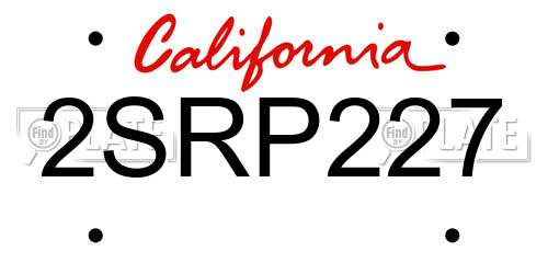 2SRP227 California License Plate