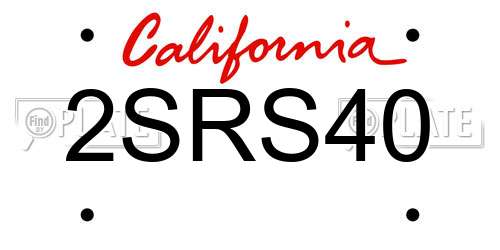 2SRS40 California License Plate