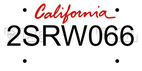 2SRW066 California License Plate