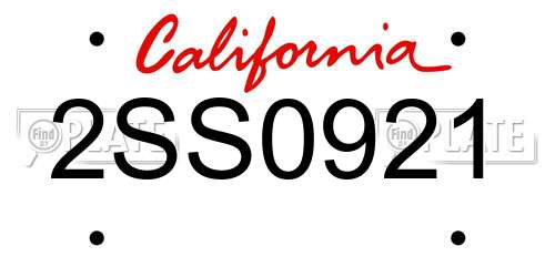 2SS0921 California License Plate
