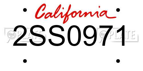2SS0971 California License Plate
