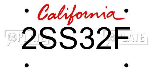 2SS32F California License Plate