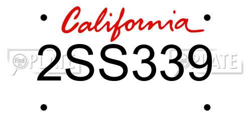 2SS339 California License Plate