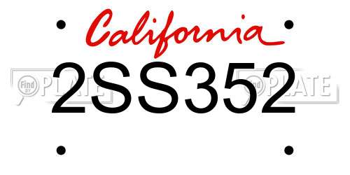 2SS352 California License Plate