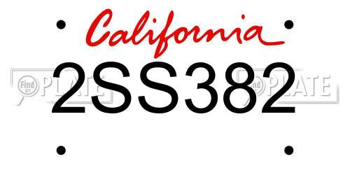 2SS382 California License Plate