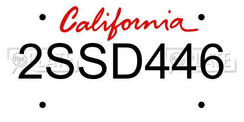 2SSD446 California License Plate