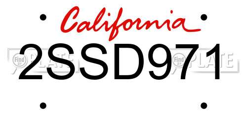 2SSD971 California License Plate
