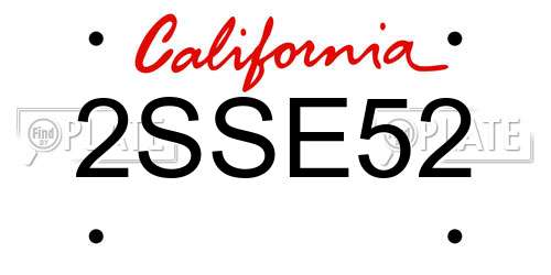 2SSE52 California License Plate
