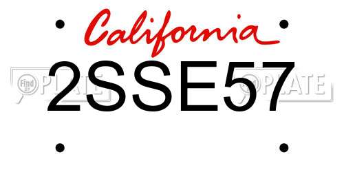2SSE57 California License Plate