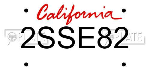 2SSE82 California License Plate