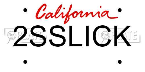 2SSLICK California License Plate