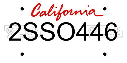 2SSO446 California License Plate