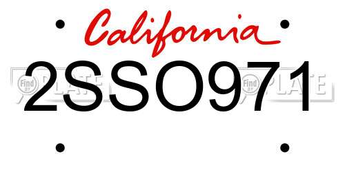 2SSO971 California License Plate