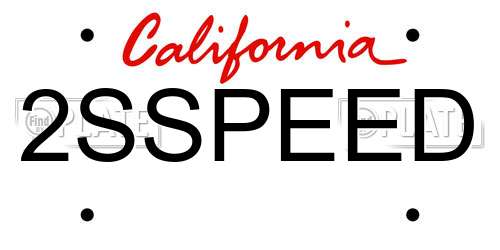 2SSPEED California License Plate