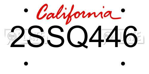 2SSQ446 California License Plate