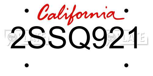 2SSQ921 California License Plate