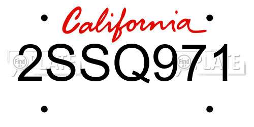 2SSQ971 California License Plate