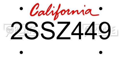 2SSZ449 California License Plate