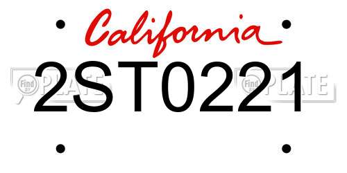 2ST0221 California License Plate
