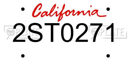 2ST0271 California License Plate